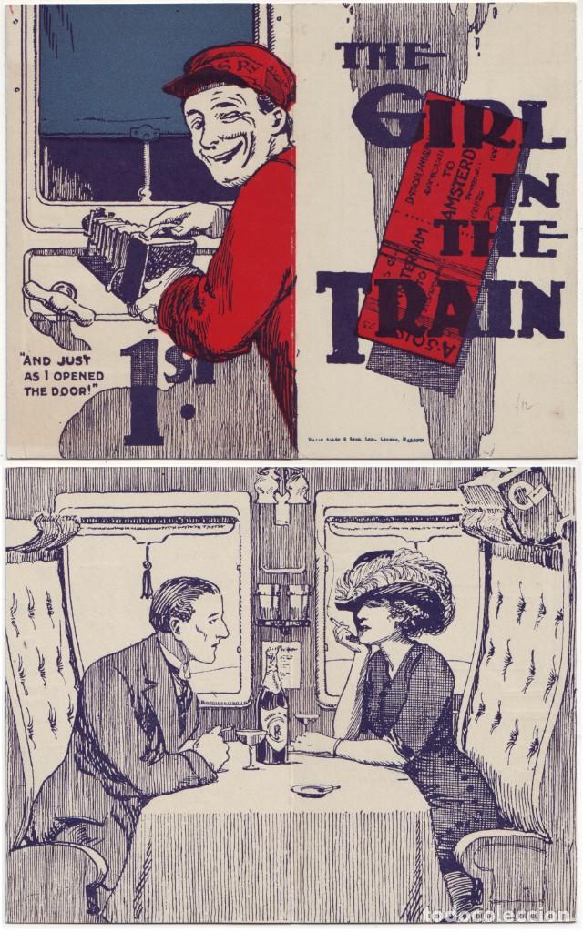 Cartoline: Firl in the Train_David Allen & Sons
