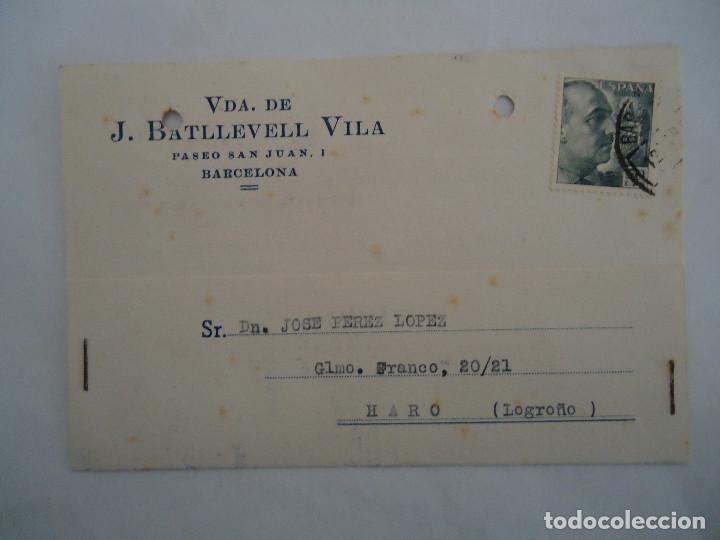 Postkarten: TARJETA COMERCIAL DE VDA. DE J. BATLLEVELL VILA DE BARCELONA. . -- PP 7