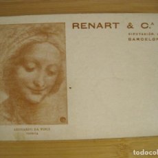 Postales: BARCELONA-RENART & CIA-LEONARDO DA VINCI-REVERSO SIN DIVIDIR-PUBLICIDAD-POSTAL ANTIGUA-(97.435)
