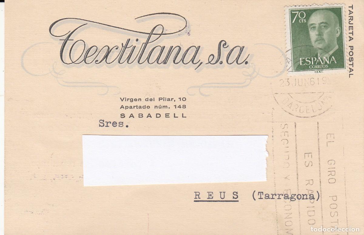 Postales: POSTAL COMERCIAL DE TEXTILANA EN SABADELL - Foto 1