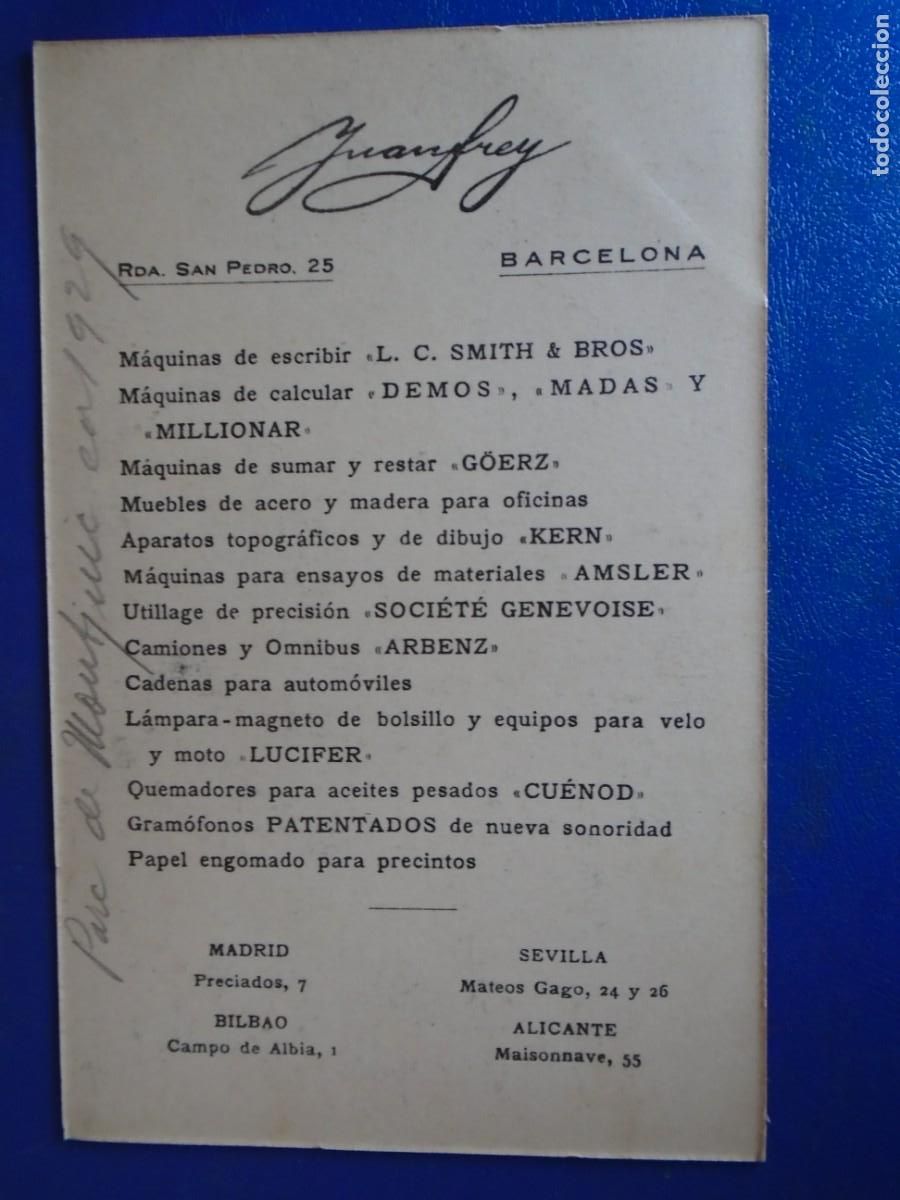 Cartes Postales: (PS-71306)POSTAL PUBLICITARIA JUAN FREY