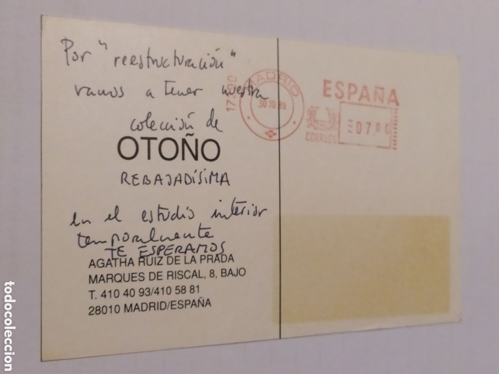 Postales: 4 POSTALES DE AGATHA RUIZ DE LA PRADA - 1989 - Foto 8