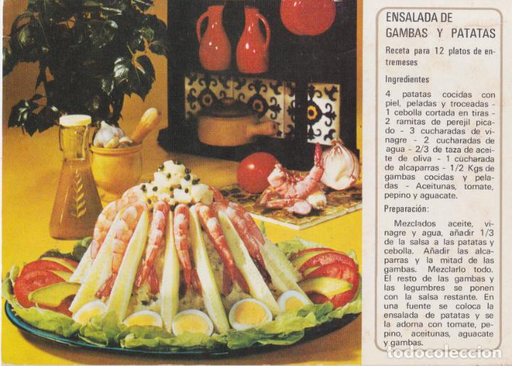 Postales: POSTAL PUBLICITARIA ACEITE DE OLIVA - ENSALADA DE GAMBAS Y PATATAS - S/C