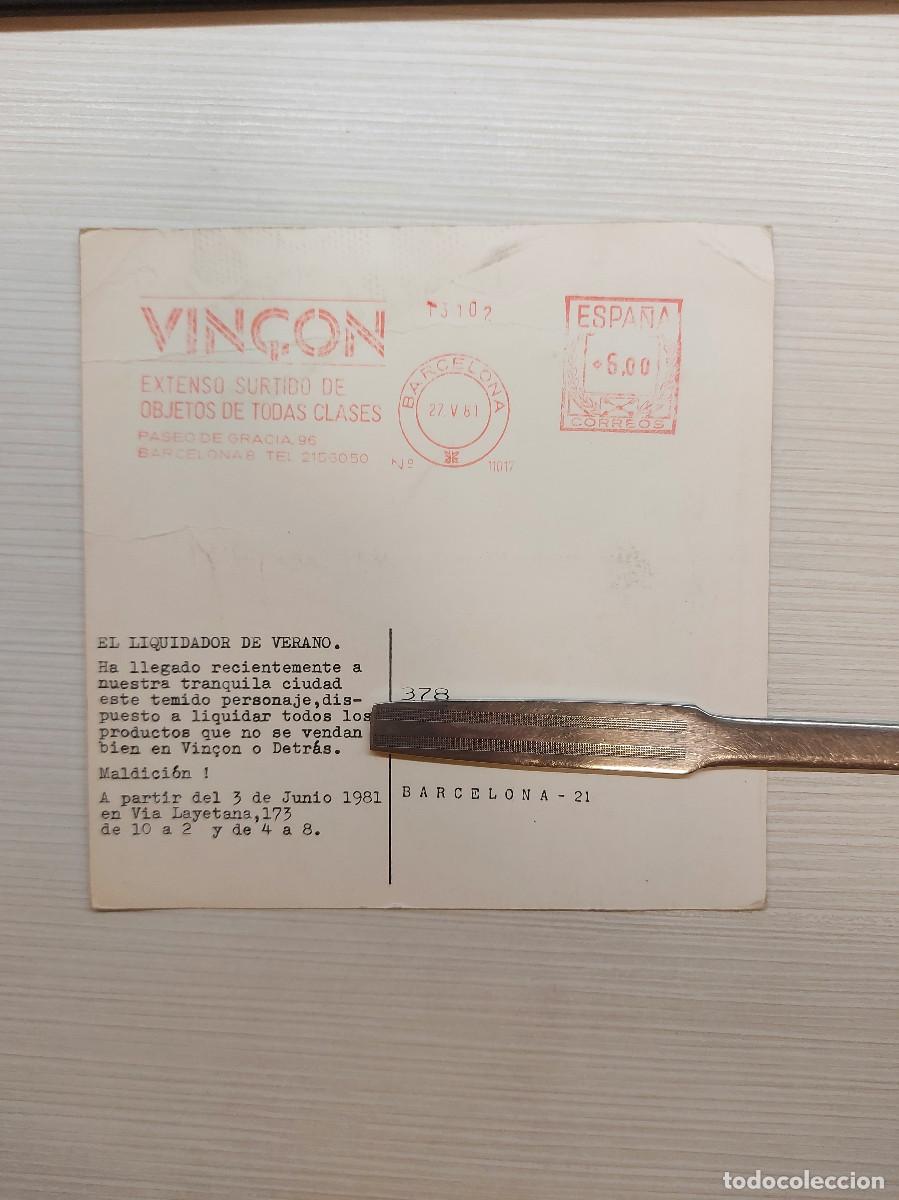 Postales: VIN&Ccedil;ON, POSTAL, EL LIQUIDADOR DE VERANO, 1981 - Foto 2