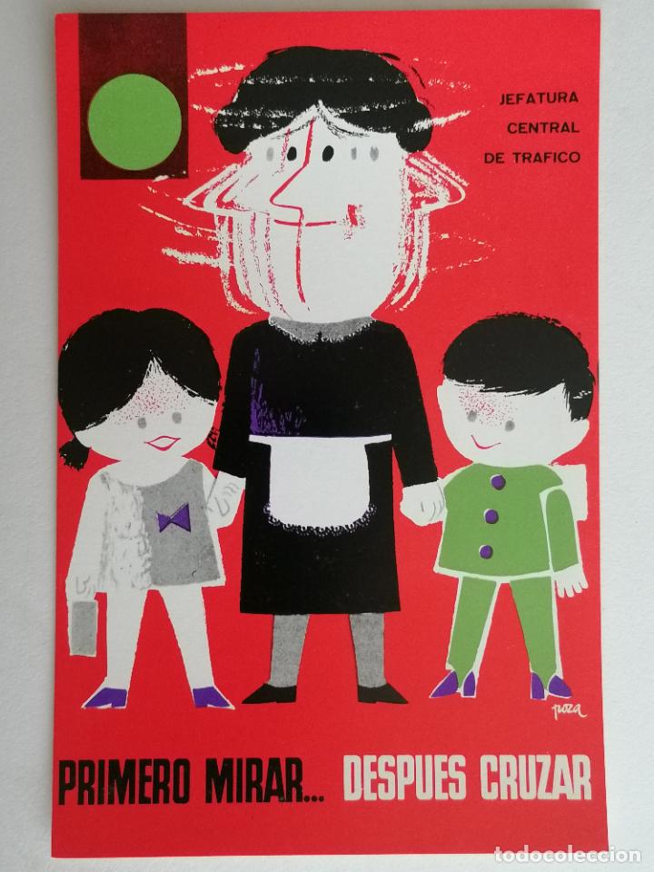 Postcards: POSTAL JEFATURA CENTRAL DE TRAFICO, PRIMERO MIRAR, DESPUES CRUZAR, DIBUJO POZA