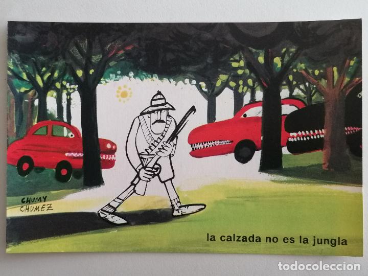 Postcards: POSTAL JEFATURA CENTRAL DE TRAFICO, LA CALZADA NO ES LA JUNGLA, DIBUJO CHUMY CHUMEZ