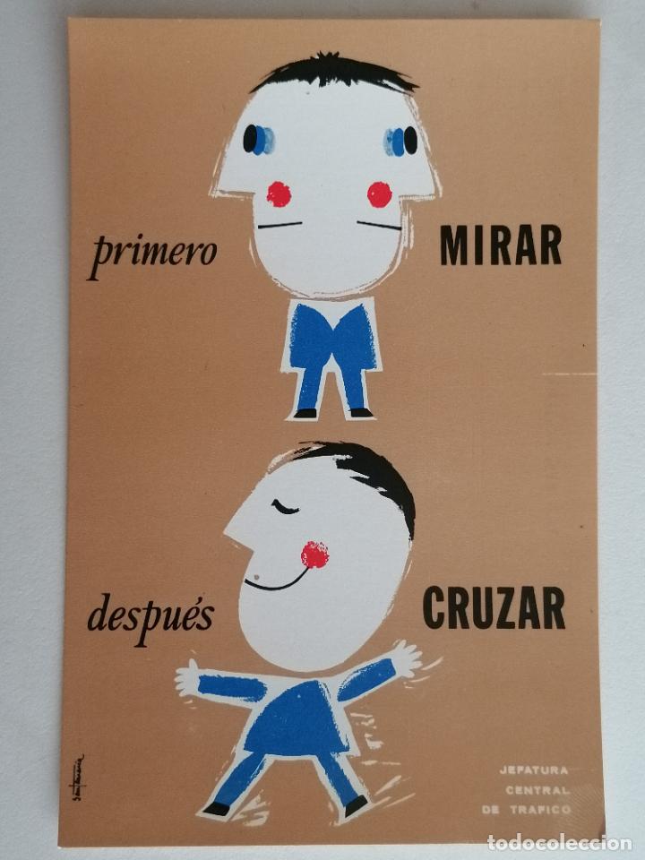 Postcards: POSTAL JEFATURA CENTRAL DE TRAFICO, PRIMERO MIRAR, DESPUES CRUZAR, DIBUJO SANTAMARIA