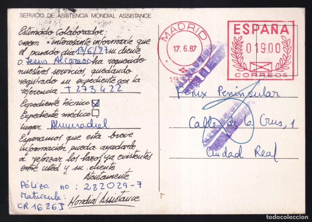 Postales: Madrid. *Mondial Assistance* Circulada 1987. - Foto 2