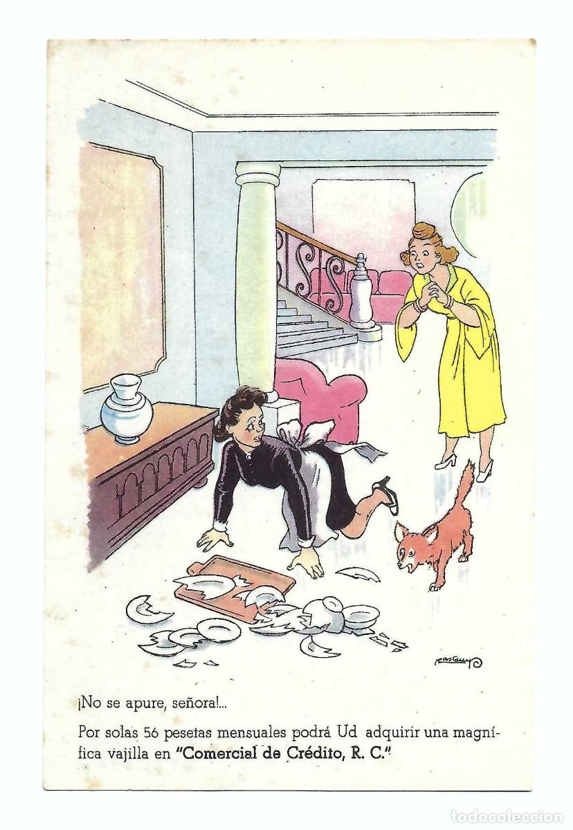 Cartoline: POSTAL PUBLICITARIA- POR SOLAS 56 PESETAS... COMERCIAL DE CR&Eacute;DITO R.C. ILUSTR. CASTANYS- 1945