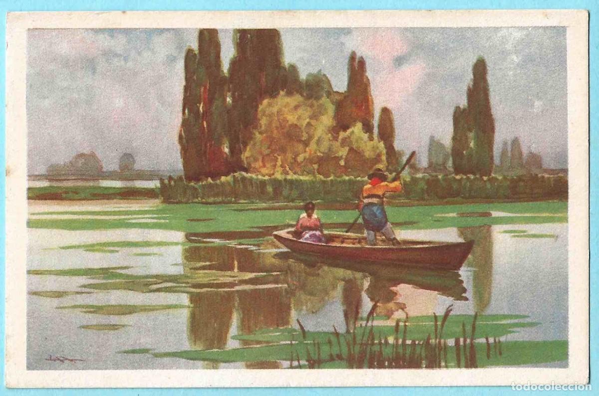 Postales: VISTA DE ALBUFERA CON BARCA. ANTIPAL&Uacute;DICO ERBA - Foto 1