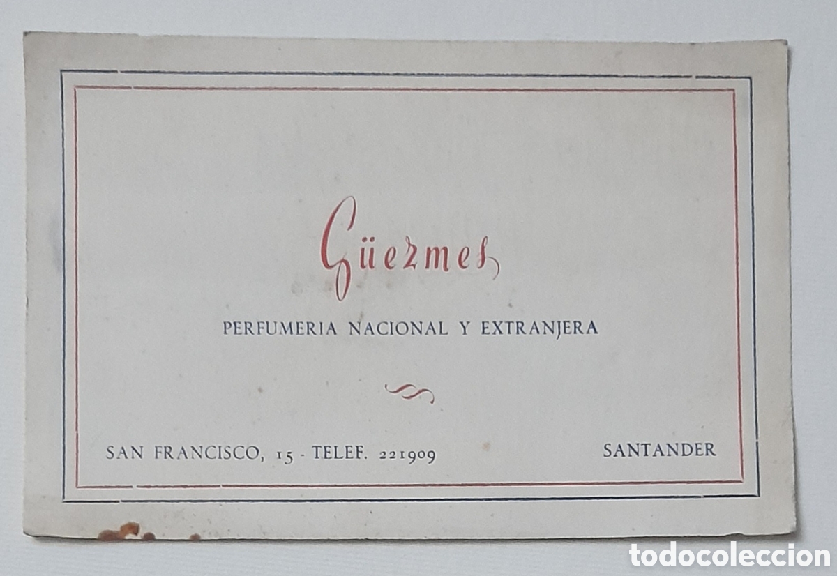 Postales: SANTANDER. Tarjeta de perfumeria G&Uuml;EZMES - Foto 1