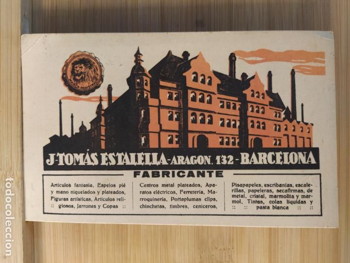 Postais: BARCELONA-J.TOMAS ESTALELLA FABRICA-PUBLICIDAD ANTIGUA-(104.284)