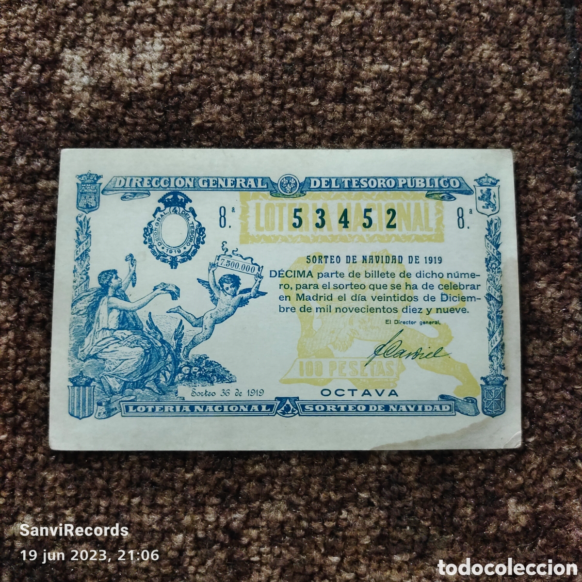 Postais: POSTAL: SERIE D. PRIMER PREMIO DE SORTEO DE 22 DE DICIEMBRE DE 1919 (LOTERIA NACIONAL)