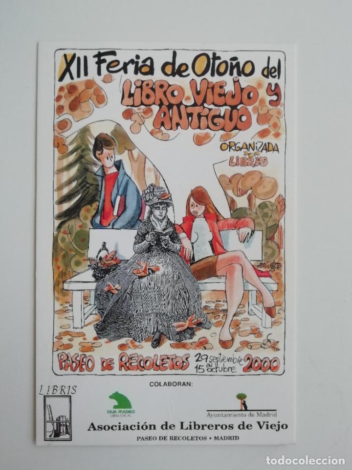 Postales: Postal XII Feria de Oto&ntilde;o del libro viejo y antiguo 2000 Paseo de Recoletos Madrid Dise&ntilde;o A. Mingote