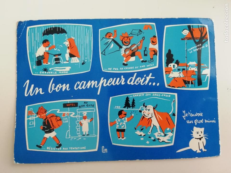 Postkarten: Postal Campa&ntilde;a &rdquo;Un bon campeur doit...&rdquo; Dibujos R. Allouin Combier Imp. Masson CIM c. 1965