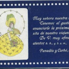 Postales: PANADES Y CARBO - BARCELONA - PUBLICITARIA - 108BELLA CARMEN