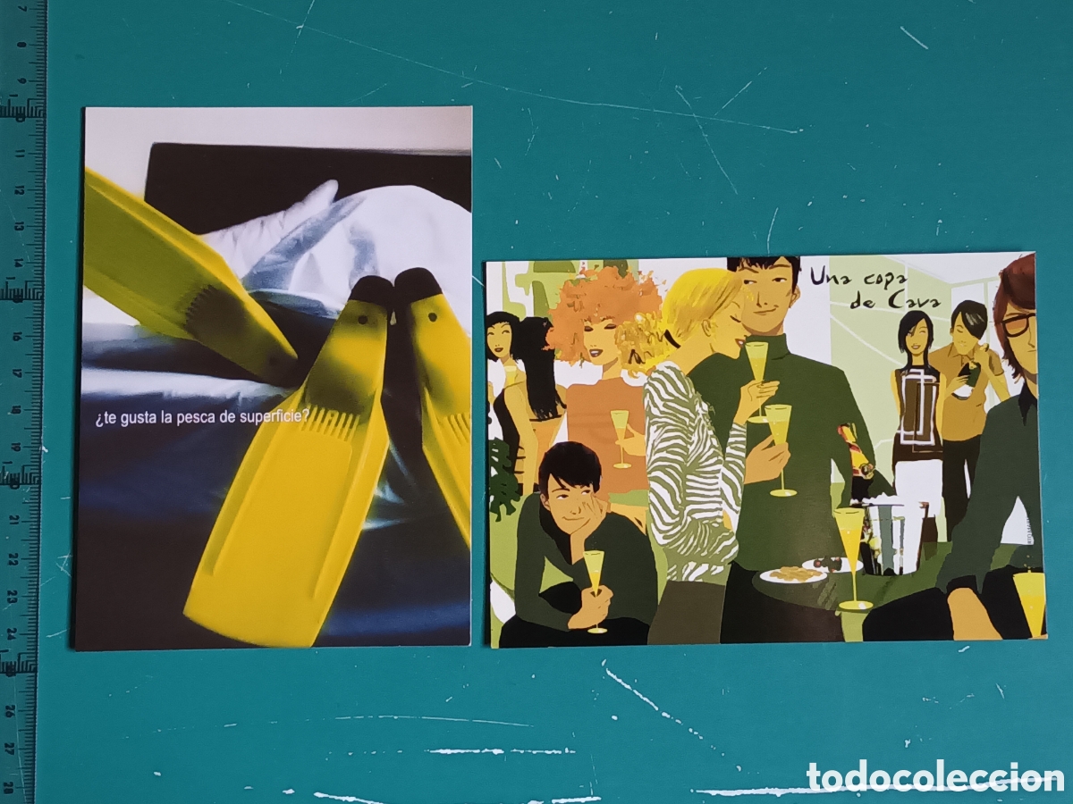 Cartes Postales: Postales Vodafone Pesca de superficie y Cava la copa diferente. Postalfree Vizzavi