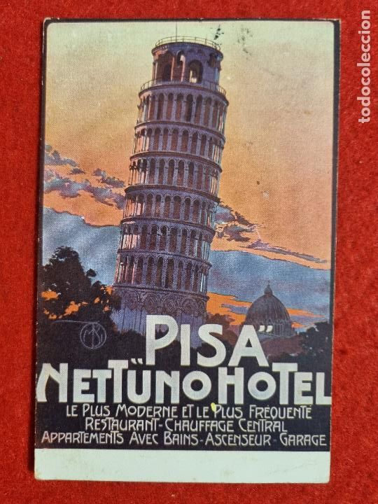 Cartes Postales: POSTAL ANTIGUA PUBLICIDAD HOTEL NETTUNO PISA ITALIA ORIGINAL P1462