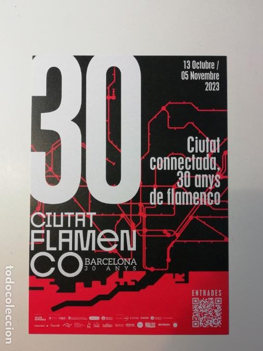 Cartoline: Postal 30 edici&oacute;n Ciutat Flamenco Barcelona Ciutat connectada 30 anys de flamenco Oto&ntilde;o 2023