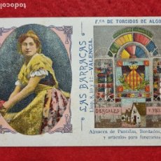 Postales: POSTAL ANTIGUA PUBLICIDAD TEJIDOS LAS BARRACAS DESCALZO Y VILLENA VALENCIA 1909 ORIGINAL P1610