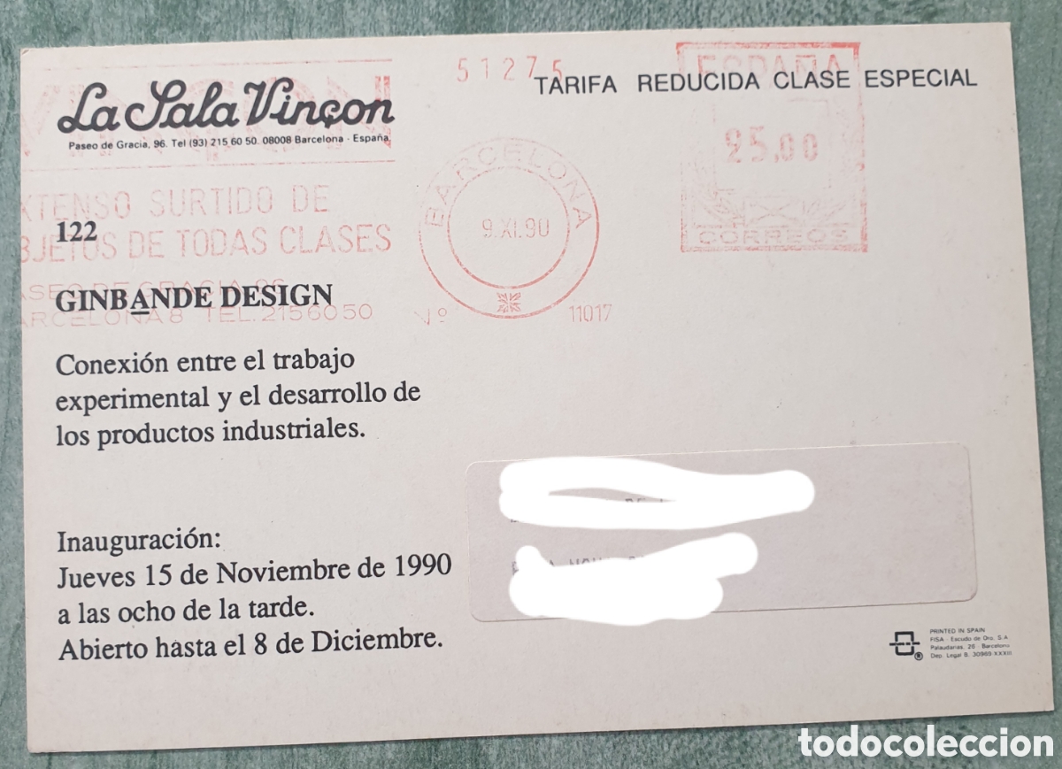 Postales: Postal Vin&ccedil;on n&uacute;m. 122 Ginbande Design 1990 - Foto 2