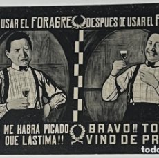 Postales: POSTAL PUBLICITARIA FORAGRE - LAVADO ENVASES MADERA PARA EL VINO - REUS 1909