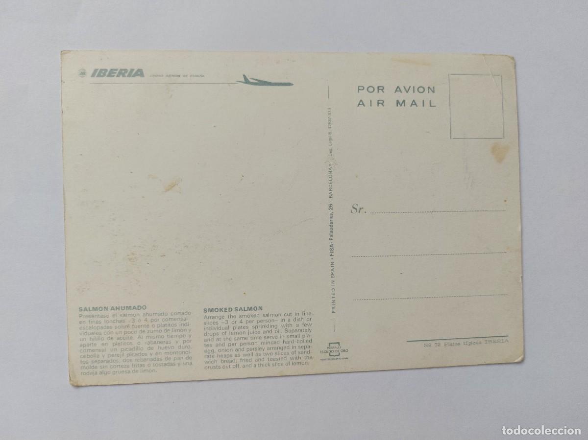 Postales: POSTAL - IBERIA - COMIDA - SALMON AHUMADO - Foto 2