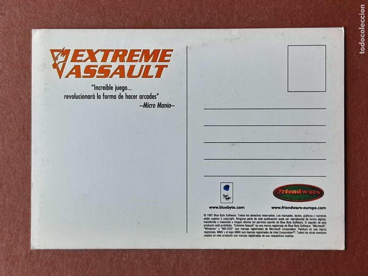 Postales: POSTAL BLUE BYTE SOFTWARE. EXTREME ASSAULT. 1997. SIN CIRCULAR. - Foto 2