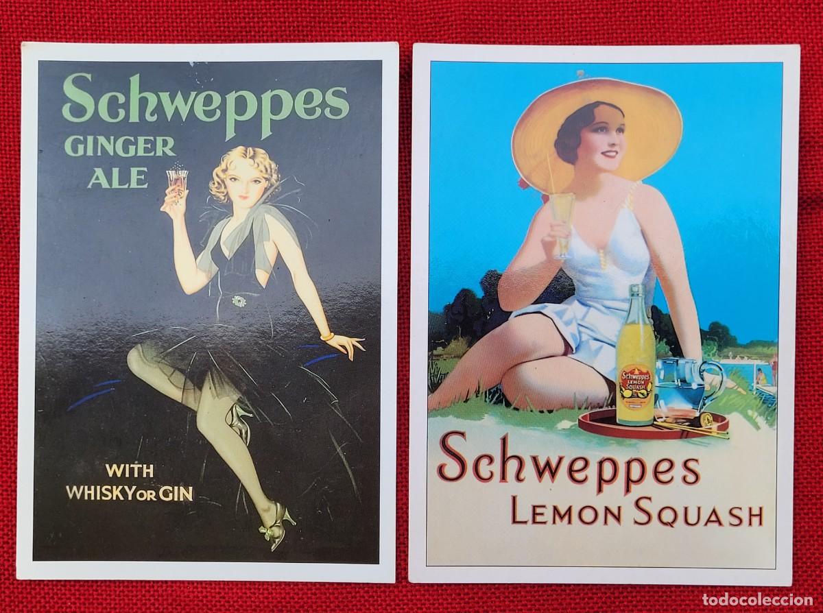 Postales: Dos postales publicitarias de Schweppes, vintage - Foto 1