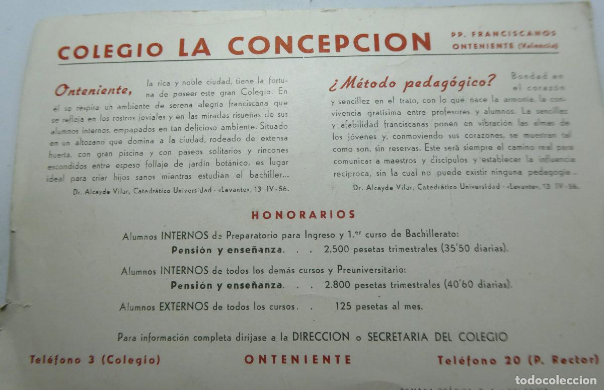 Postales: Colegio la Concepcion Onteniente ,con publicidad - Foto 2