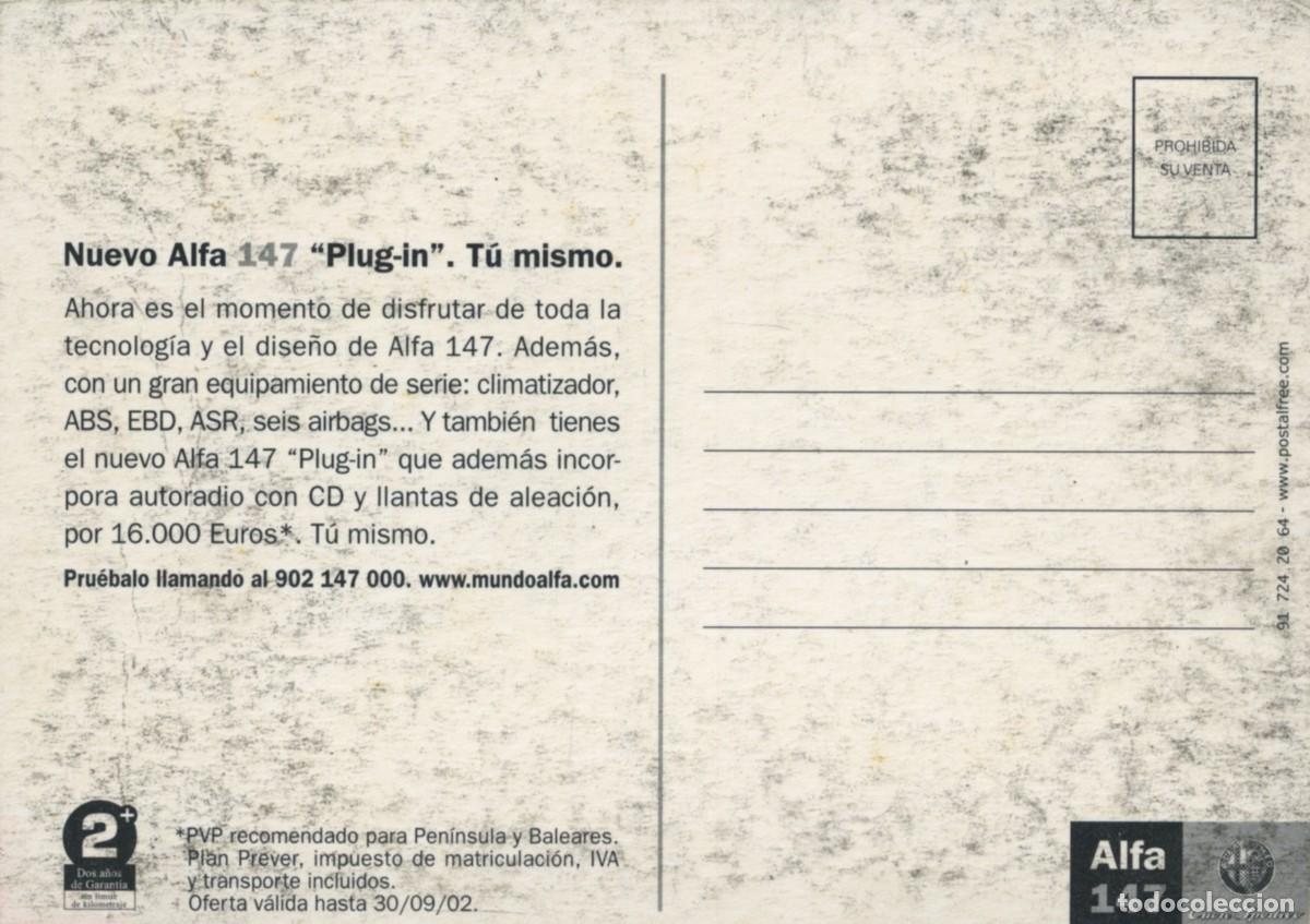 Postales: Nuevo Alfa 147 Plug-in. Sin circular. 2002. - Foto 2
