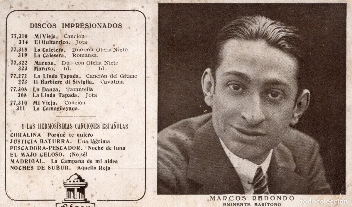 Postales: MARCOS REDONDO. BAR&Iacute;TONO. ODE&Oacute;N - Foto 1