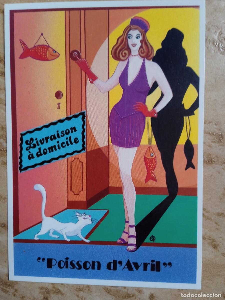 Postales: Tarjeta postal ilustracion Stephany Devaux Cartexpo-Paris/ Miss Poisson d`Avril