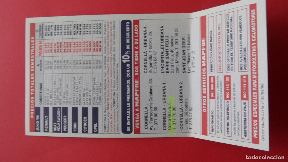 Postales: POSTAL CORNELLA SEGUROS MAPFRE 1996 - Foto 2