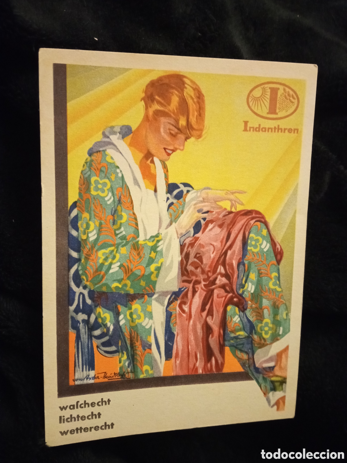 Postales: Antigua postal publicidad, Indanthren, g&eacute;nero de Algod&oacute;n - Foto 1