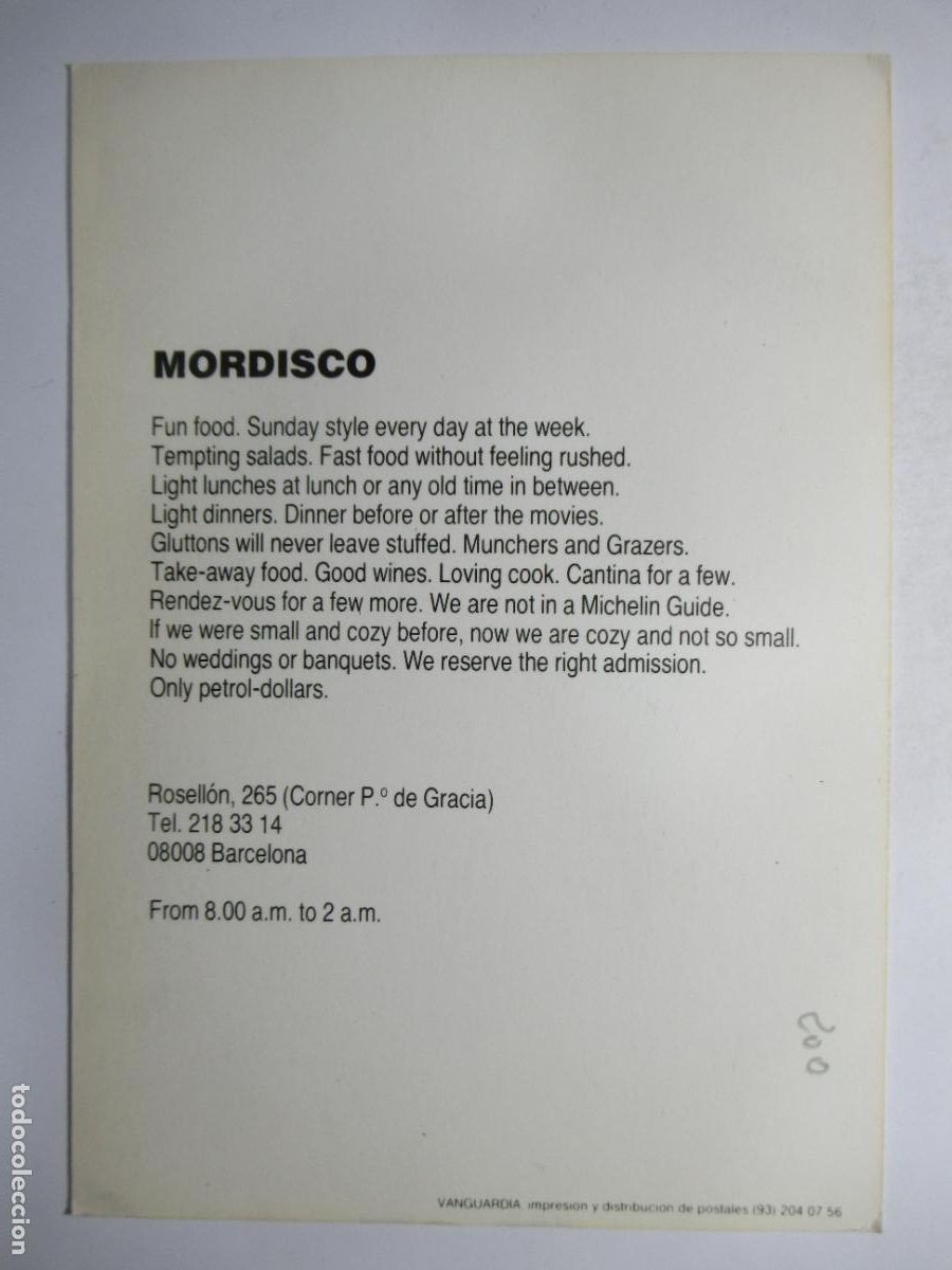 Postales: Mordisco - C/ Rosell&oacute;n Barcelona - Foto 2