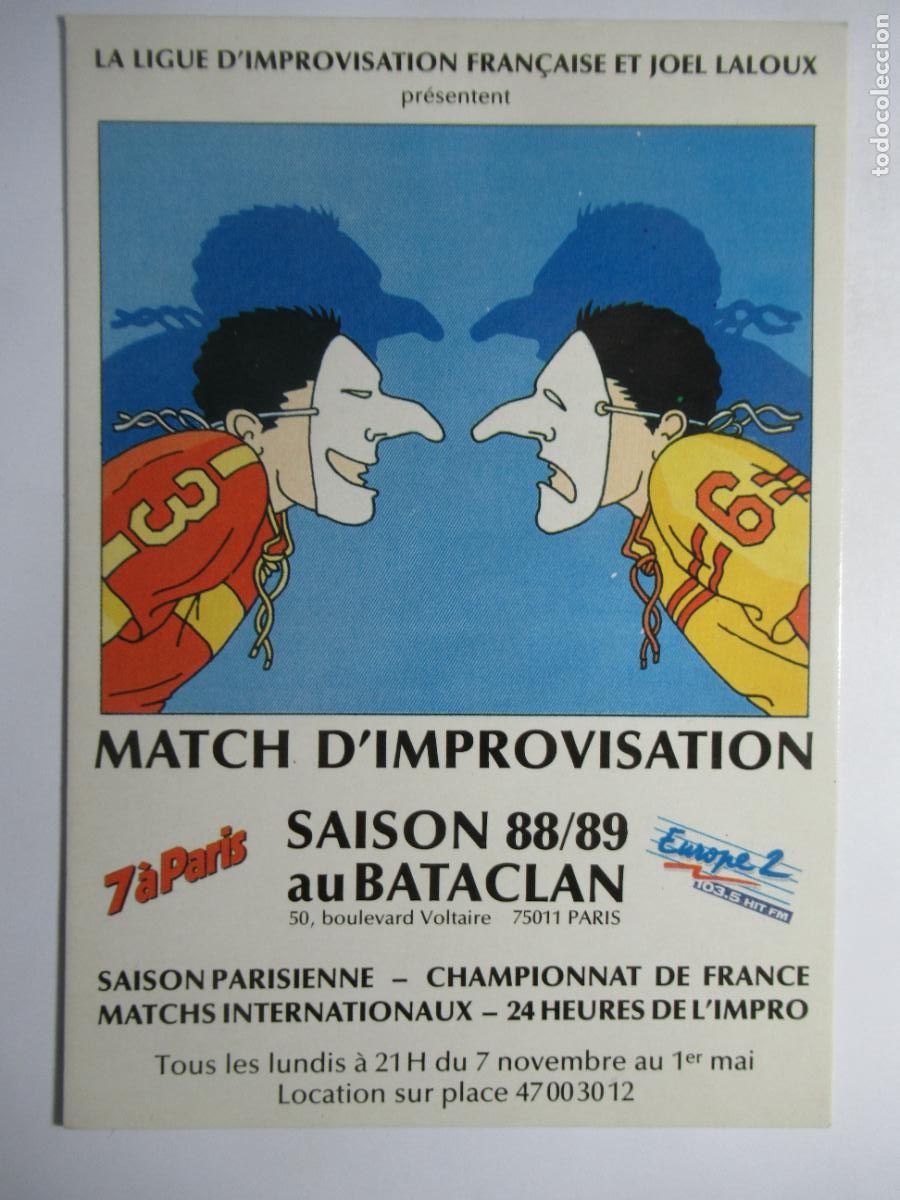 Postales: Match dImprovisation - Saison 88/89 au Bataclan, Par&iacute;s - Foto 1