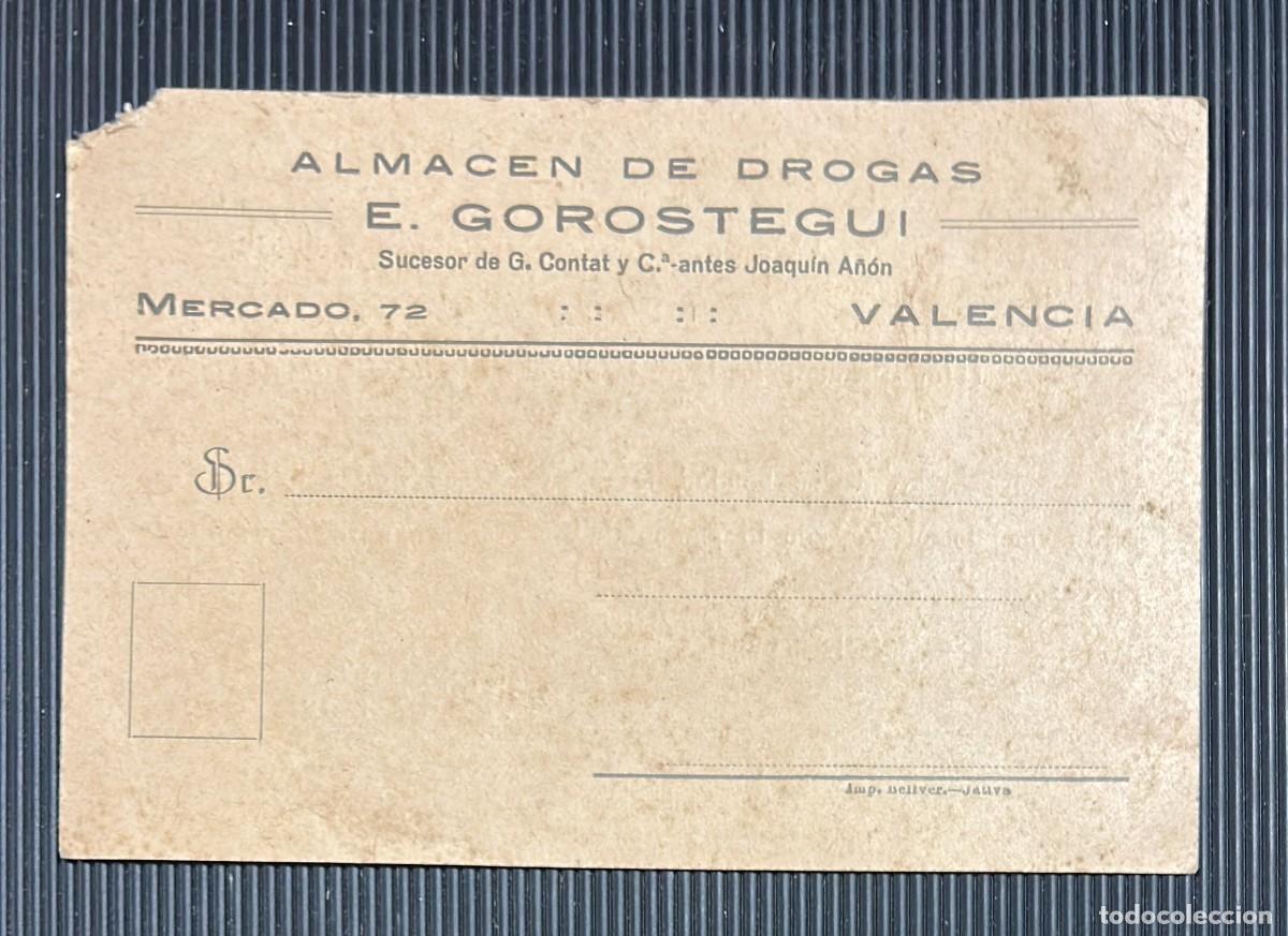 Postales: TARJETA POSTAL ALMACEN DE DROGAS E. GOROSTEGUI VALENCIA - Foto 1
