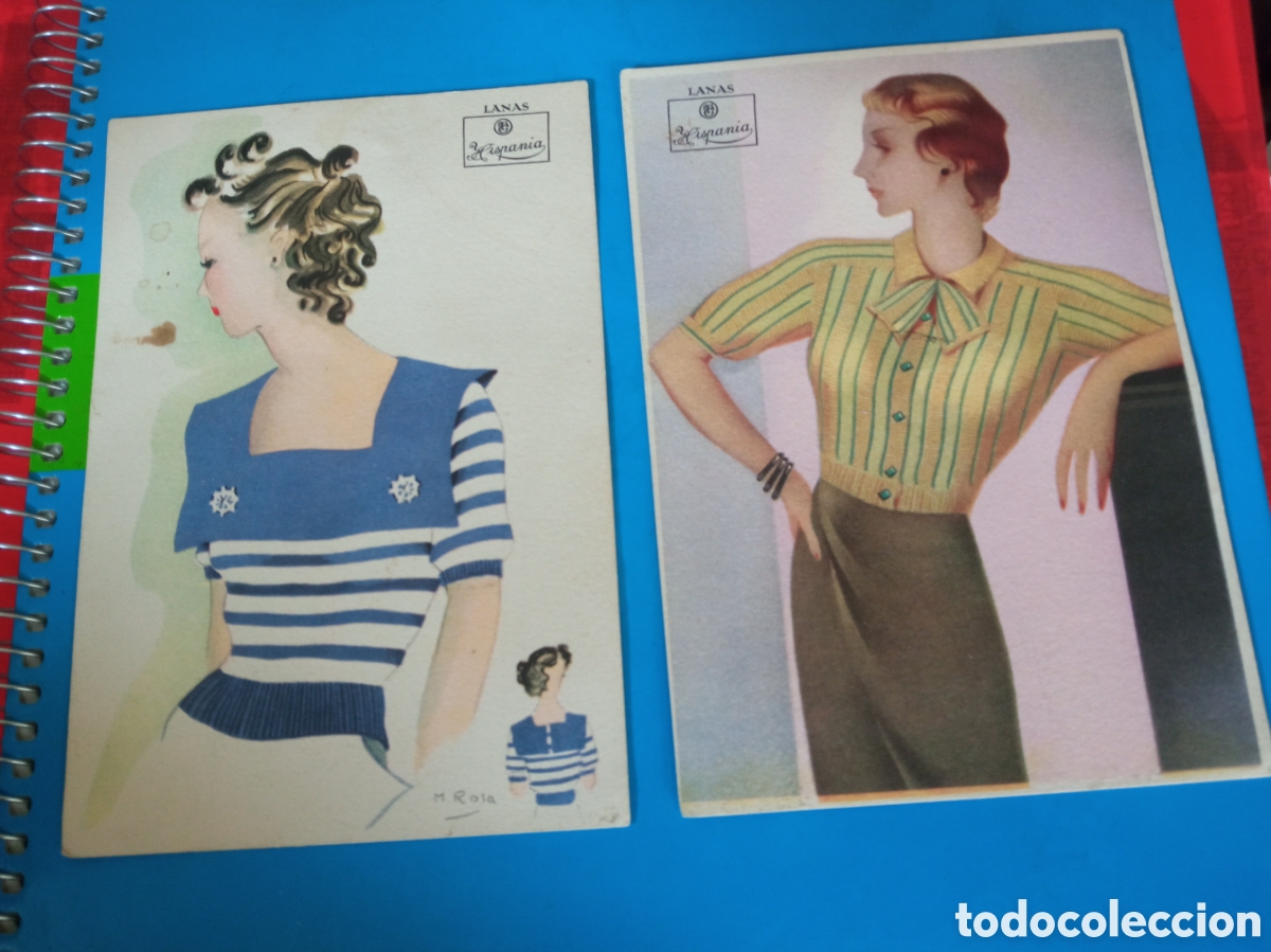 Postales: Dos antiguas postales publicidad de Lanas Hispania - Foto 1