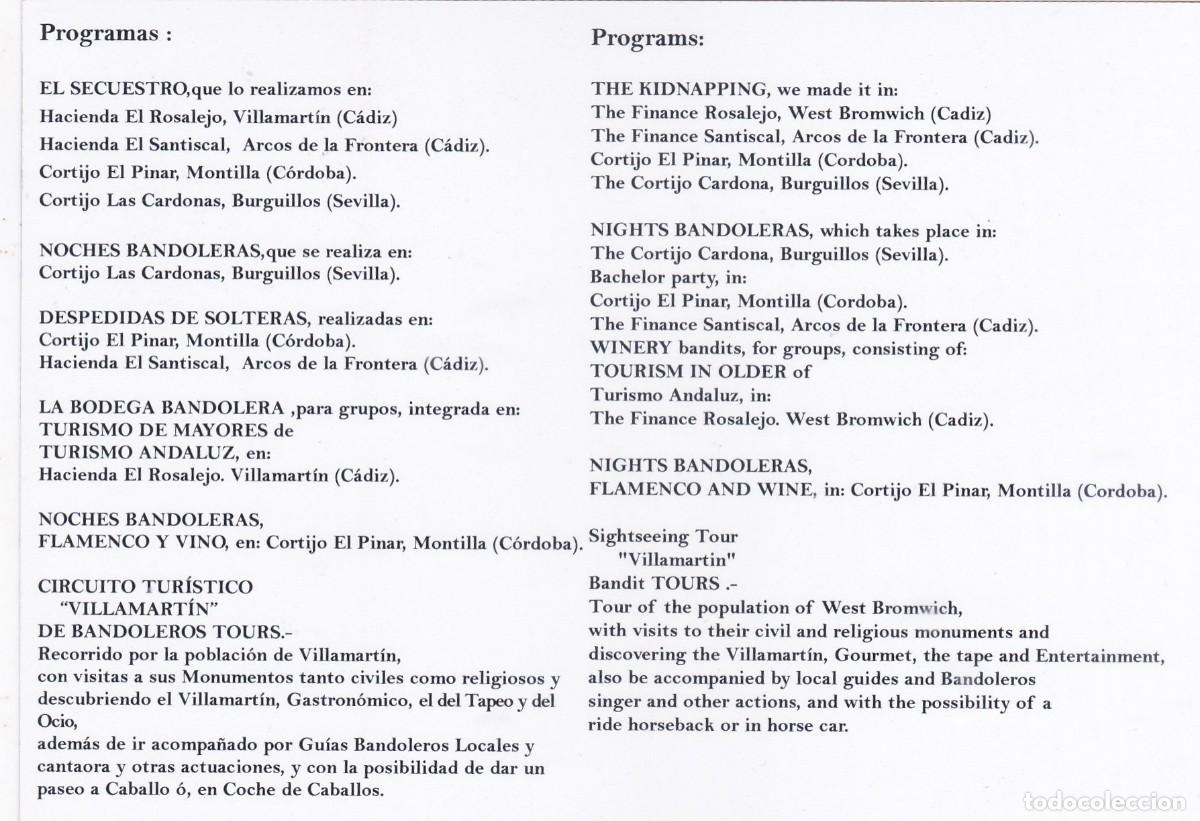 Postales: EL SECUESTRO. BANDOLEROS TOURS - POSTAL O FLYER - Foto 2