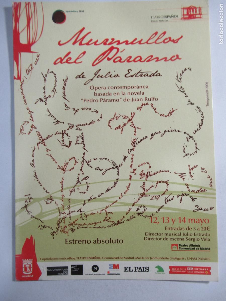 Postales: Teatro Espa&ntilde;ol - Murmullos del P&aacute;ramo de Julio Estrada - S/C - Foto 1