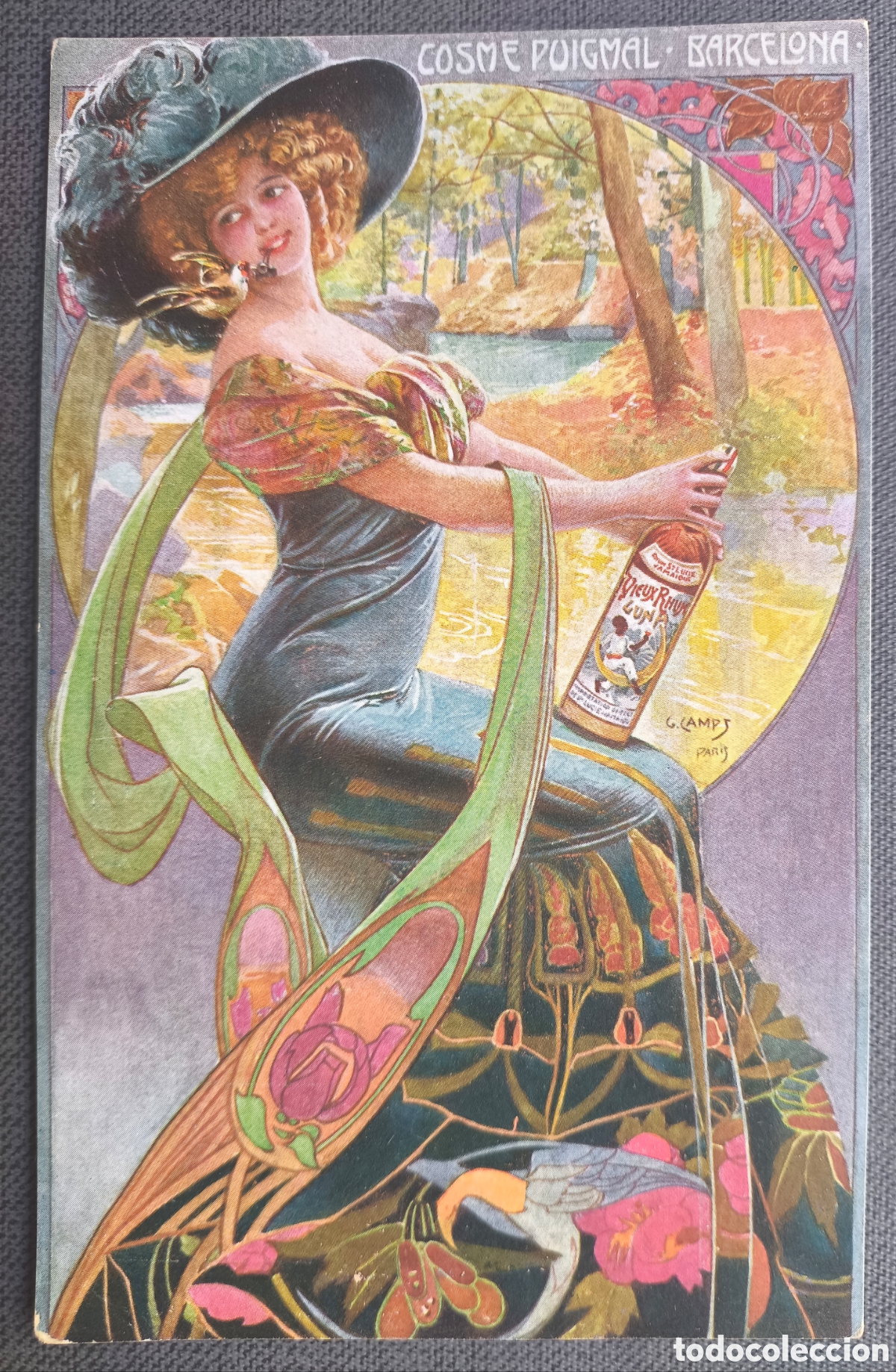 Postales: POSTAL MODERNISTA ILUSTRADOR G. CAMPS PUBLICIDAD RHUM LUNA COSME PUIGMAL BARCELONA 1910