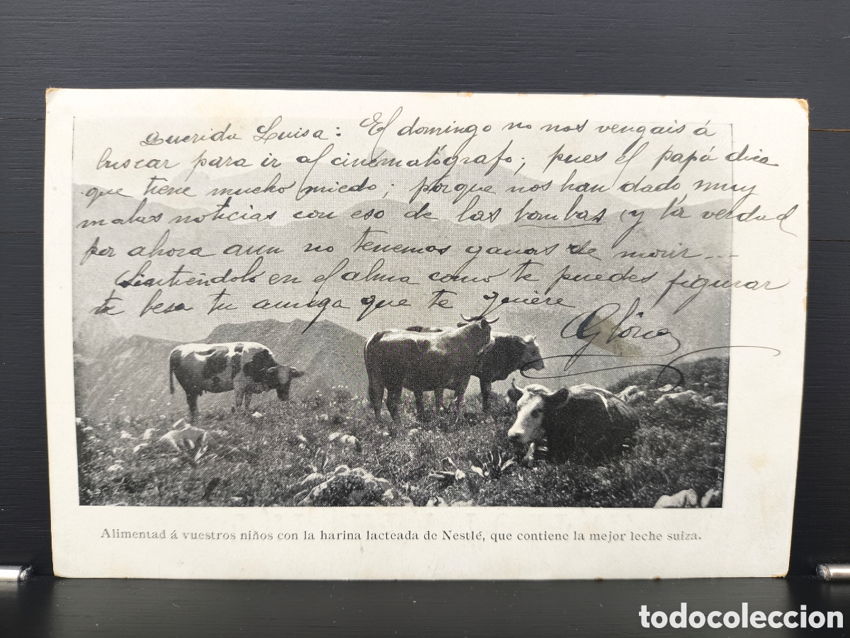 Postales: Antigua postal fotogr&aacute;fica publicidad Nestl&eacute; Harina Lacteada leche suiza - Interesante texto escrito