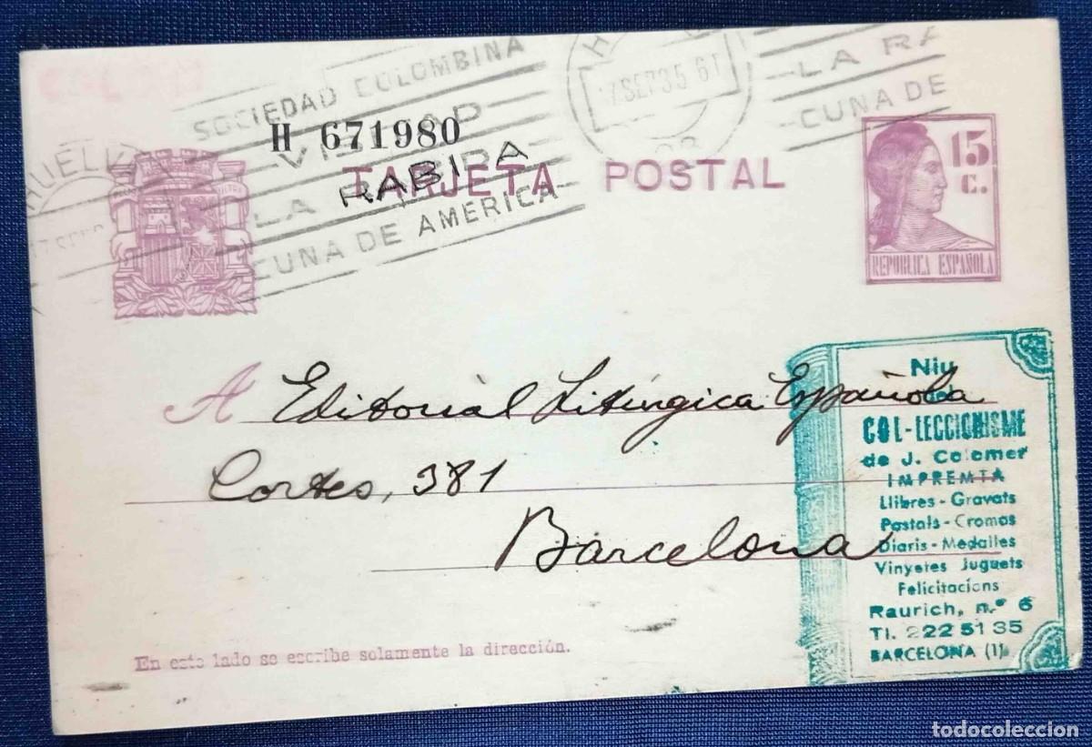 Postales: TARJETA DE PEDIDO DE LIBRER&Iacute;A. EDITORIAL LIT&Uacute;RGICA ESPA&Ntilde;OLA. BARCELONA, 1935.