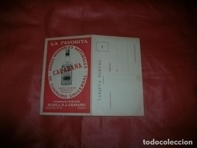 Postales: RARA TARJETA POSTAL ANTIGUA AGUA DE CARABA&Ntilde;A LA FAVORITA CON ITINERARIO MADRID ZARAGOZA