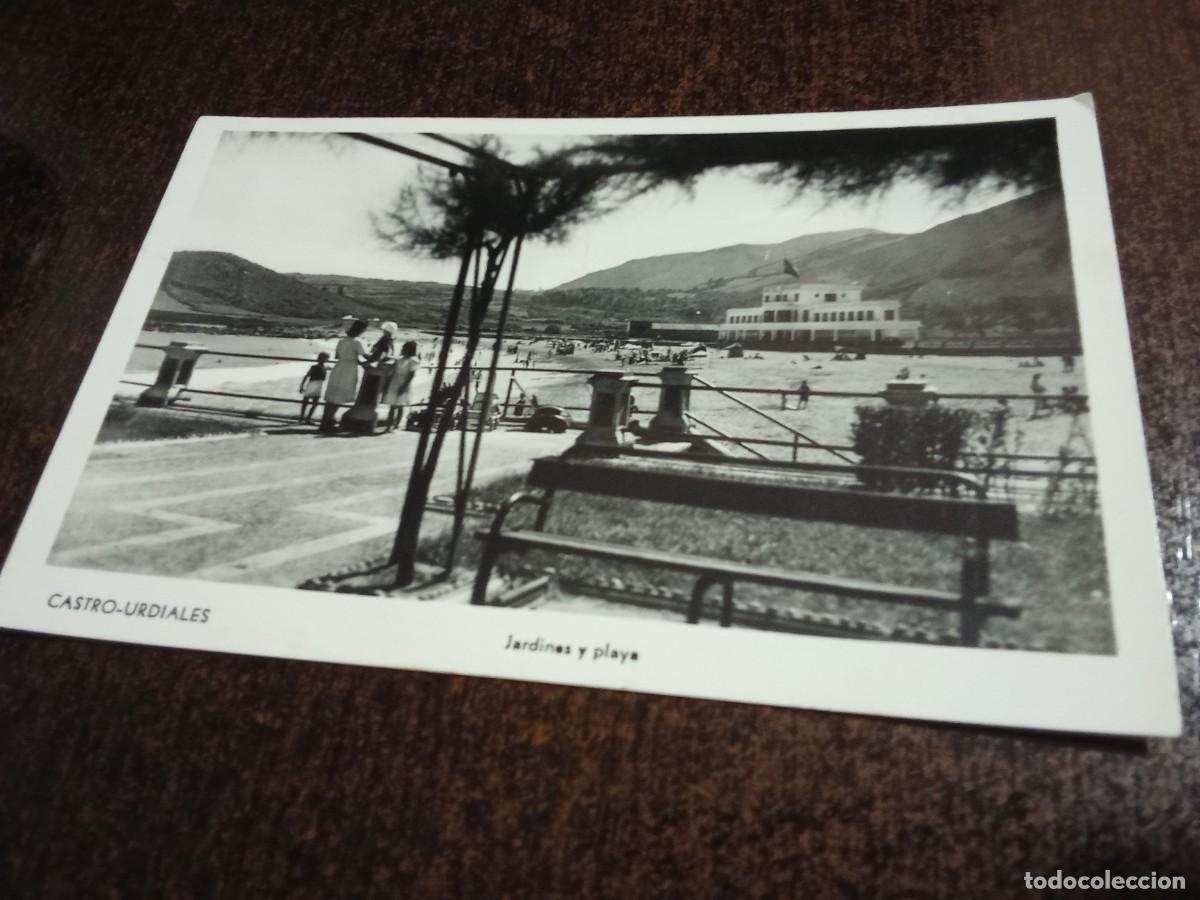 Postales: Castro-Urdiales.Jardines y playa.