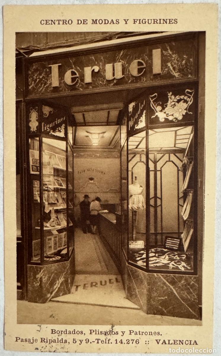 Postales: POSTAL - CENTRO DE MODAS Y FIGURINES TERUEL - BORDADOS -CIRCULADA EL 28 MAYO 1938- VAL&Egrave;NCIA A MADRID