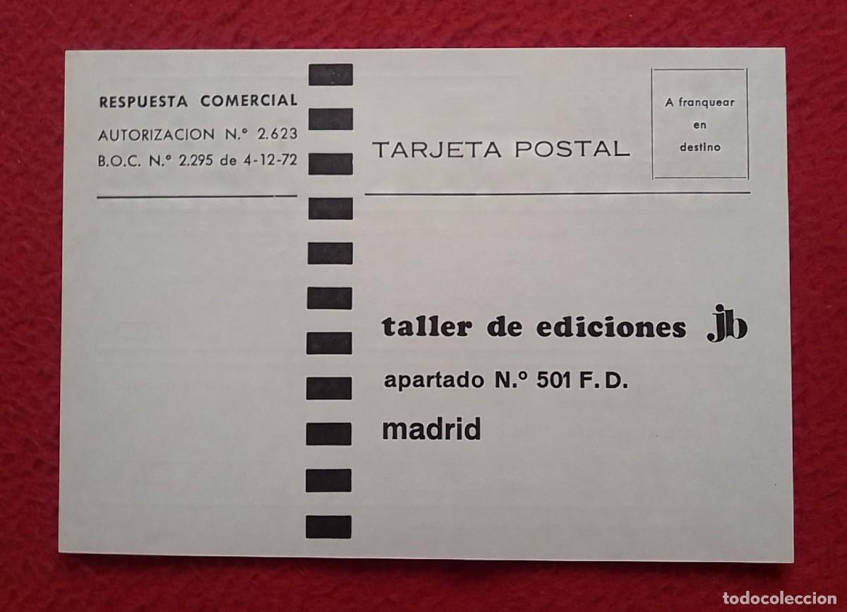 Postales: ANTIGUA TARJETA POSTAL RESPUESTA COMERCIAL TALLER DE EDICIONES JB MADRID, INFORMACI&Oacute;N BIBLIOGR&Aacute;FICA.