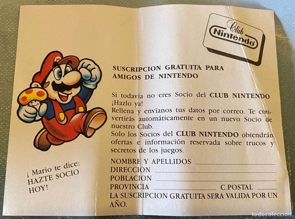 Postales: Tarjeta de suscripci&oacute;n al Club Nintendo. Tipo tarjeta postal. A&ntilde;o 1990. Con la imagen de Super Mario
