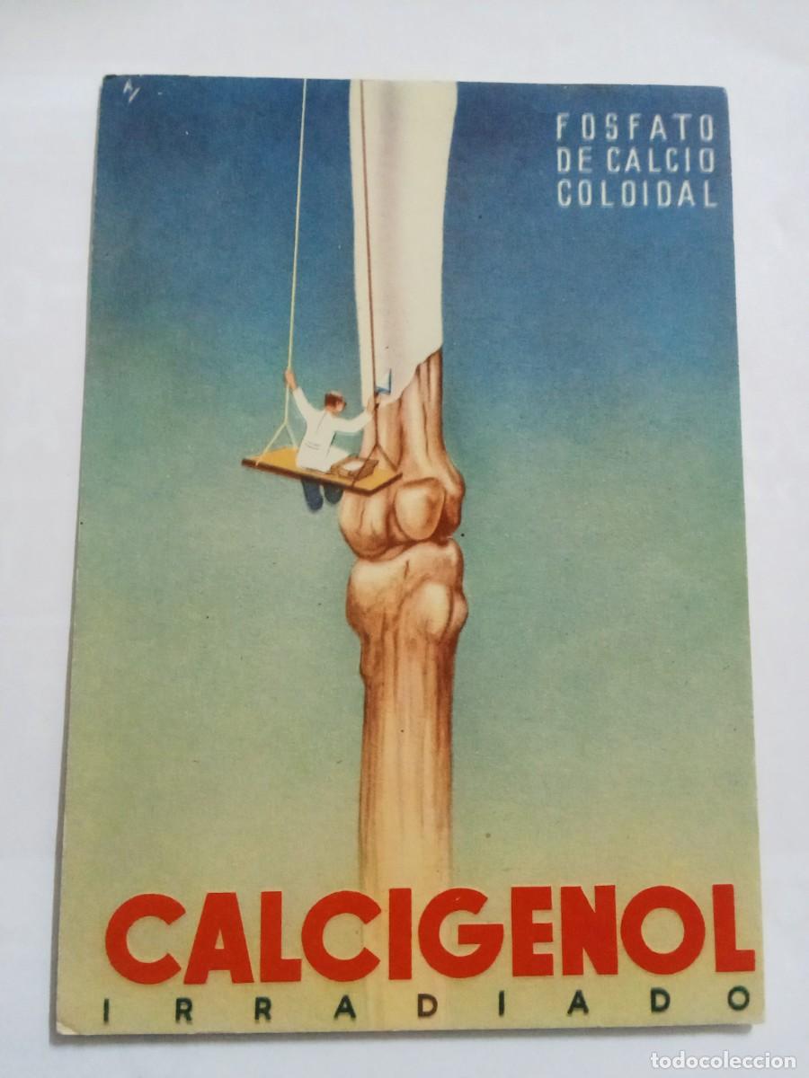 Postales: TARJETA PUBLICITARIA, CIRCULADA DE MADRID A VALENCIA A&Ntilde;O 1951, CALCIGENOL IRRADIADO.